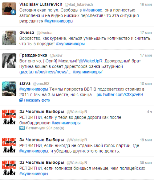В русскоязычном Twitter вывели в топ хештег #жуликииворы