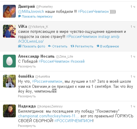Победа России в ЧМ по хоккею вывела хэштег #РоссияЧемпион в мировые тренды Тwitter