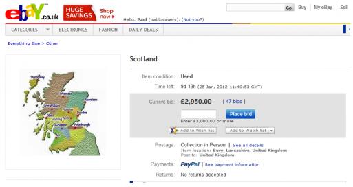 Пошутили: Шотландию выставили на аукционе eBay