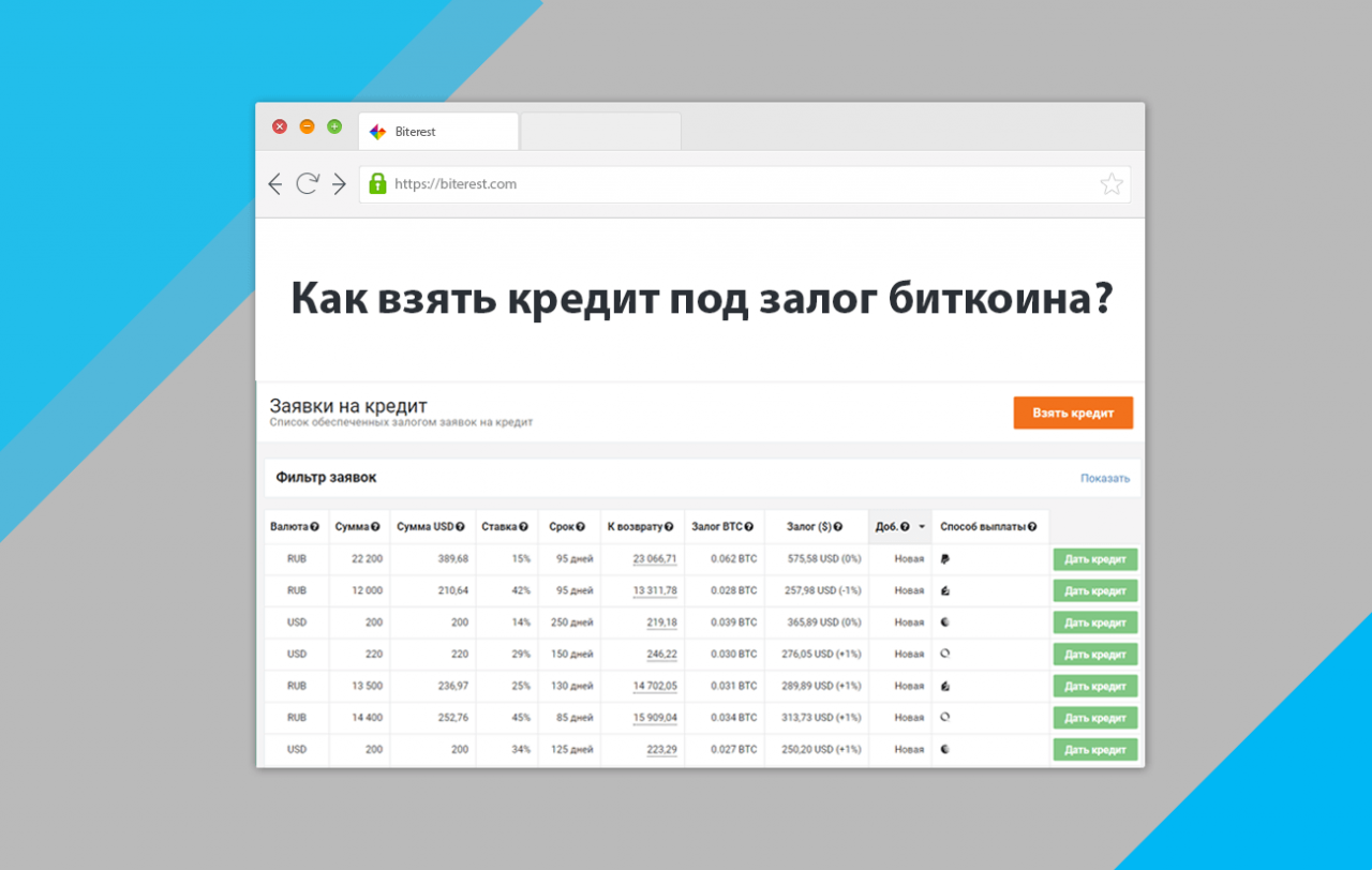 Как взять кредит под залог биткоина?