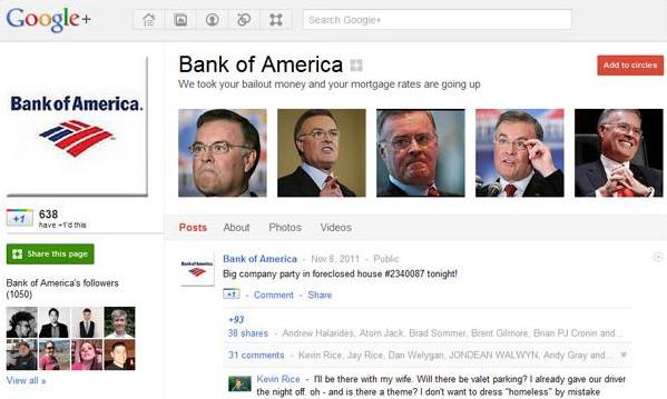 Фальшивый аккаунт Bank of America в Google+ подпортил репутацию соцсети