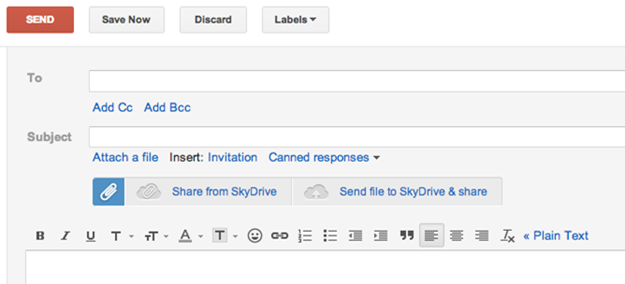 Microsoft: пользователи Gmail смогут сохранять информацию в облачном сервисе SkyDrive