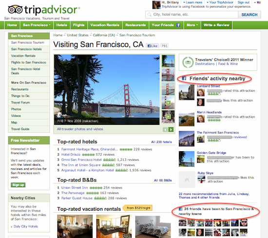 TripAdvisor продолжил интеграцию с Facebook